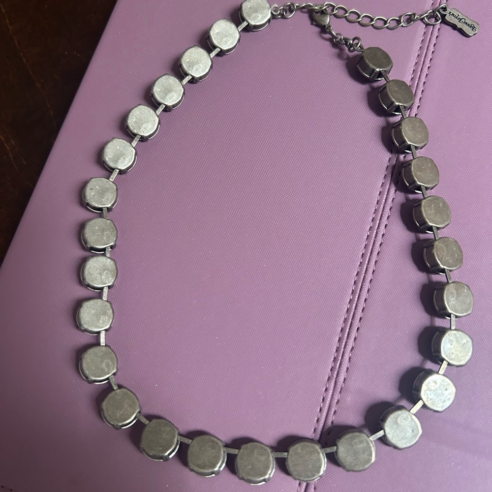 Necklace with blue stones, dark silver color metal setting. 18-19” length - Picture 3 of 7